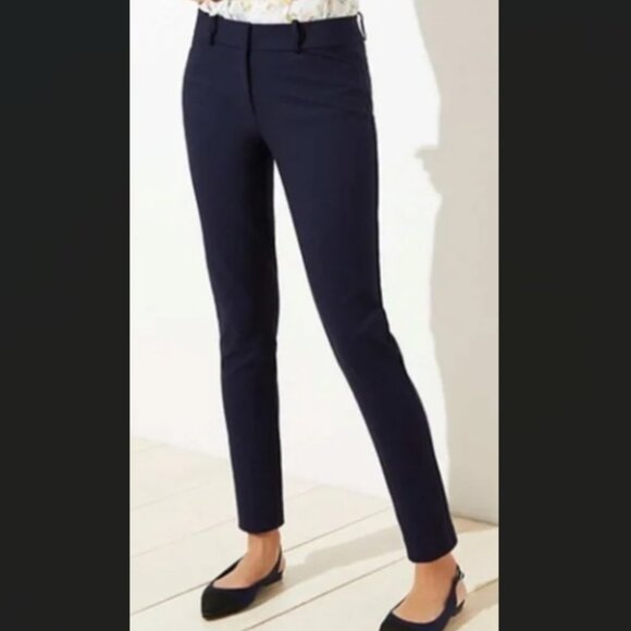 LOFT Marisa Skinny Ankle Pants stretch trousers in BLACK - Picture 1 of 7